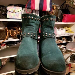 TEAL/GREEN SUEDE ANKLE BOOT